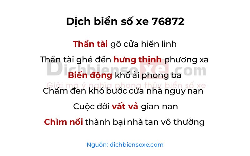 Dịch thơ biển số 76872