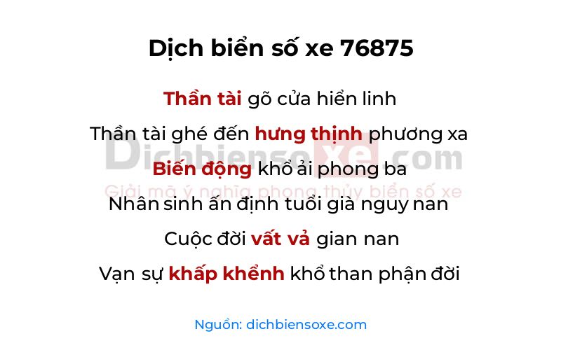 Dịch thơ biển số 76875