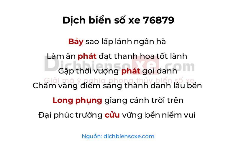Dịch thơ biển số 76879