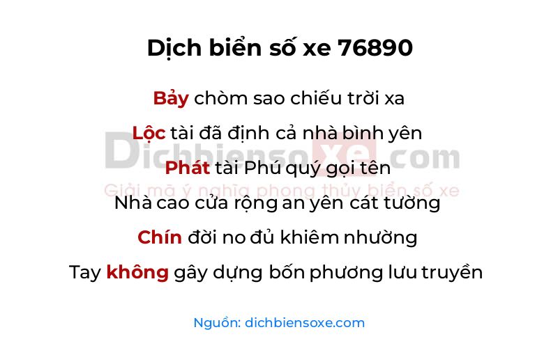 Dịch thơ biển số 76890
