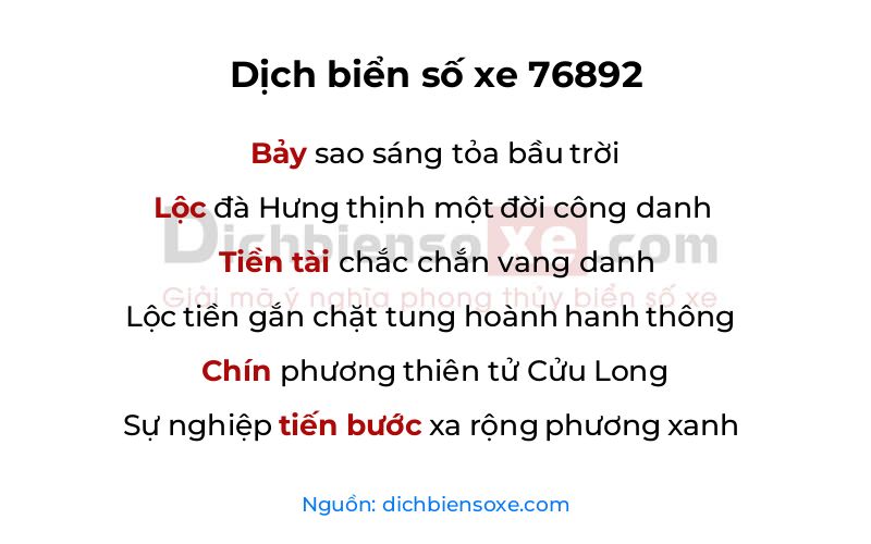 Dịch thơ biển số 76892