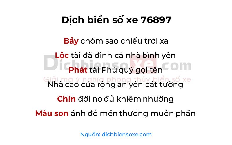 Dịch thơ biển số 76897