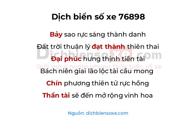 Dịch thơ biển số 76898
