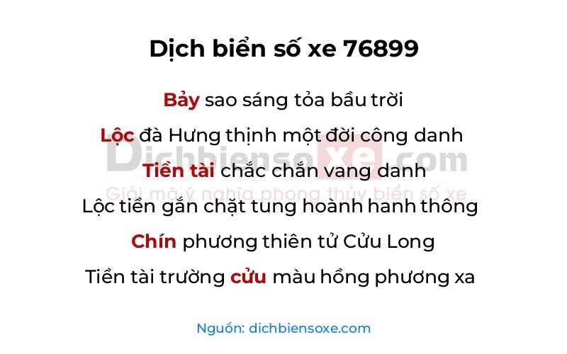 Dịch thơ biển số 76899