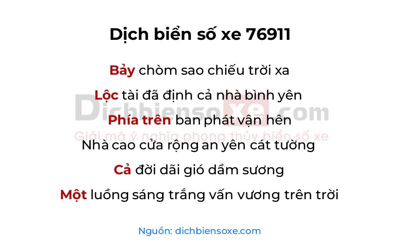 Dịch thơ biển số 76911