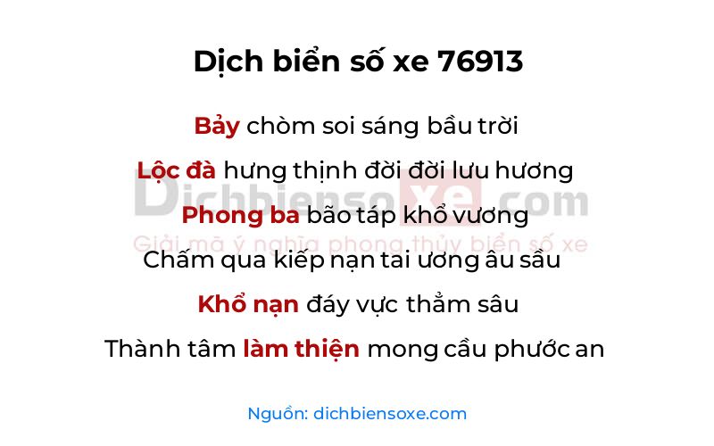 Dịch thơ biển số 76913