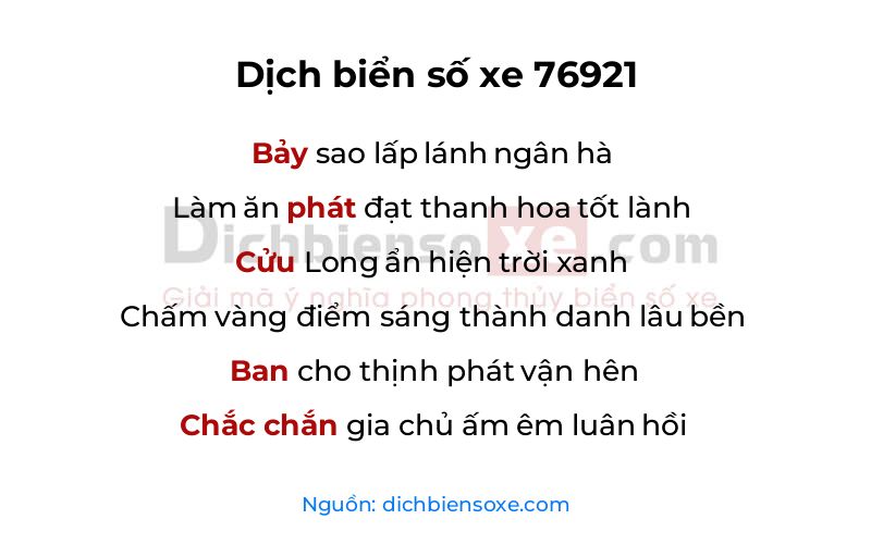 Dịch thơ biển số 76921
