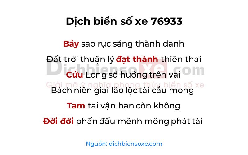 Dịch thơ biển số 76933