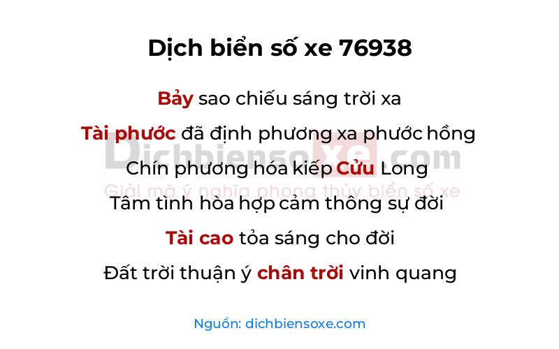 Dịch thơ biển số 76938