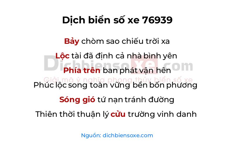 Dịch thơ biển số 76939