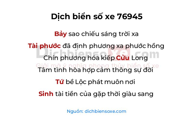 Dịch thơ biển số 76945
