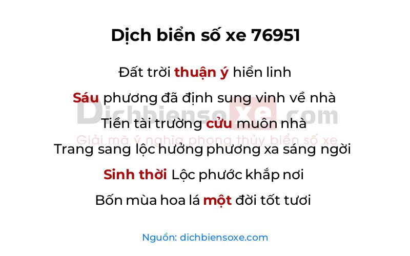 Dịch thơ biển số 76951