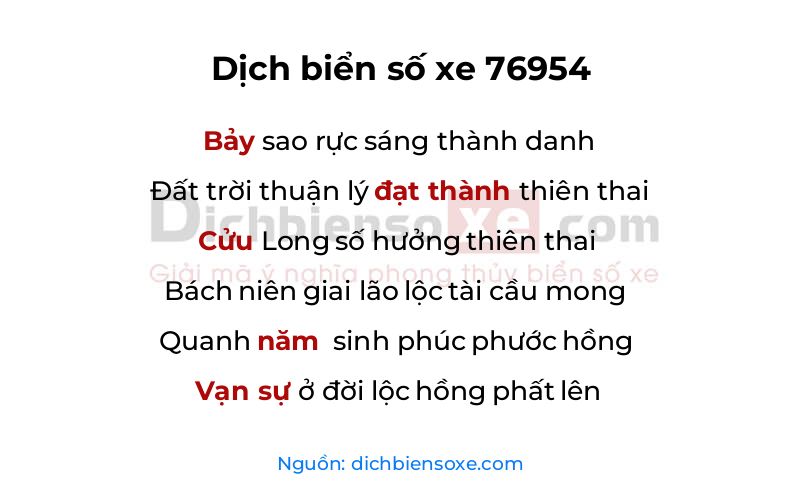 Dịch thơ biển số 76954