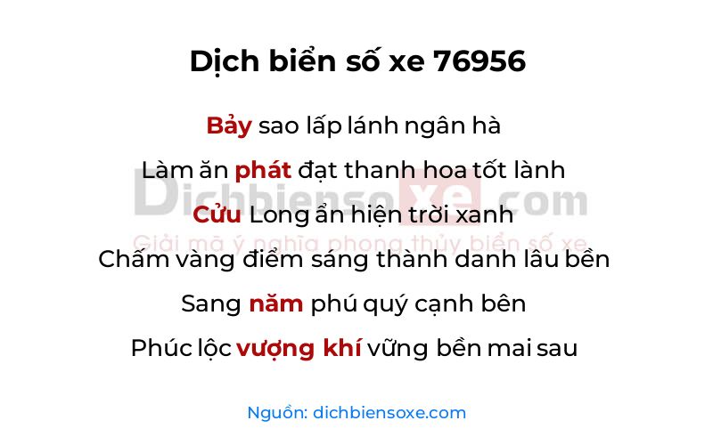 Dịch thơ biển số 76956