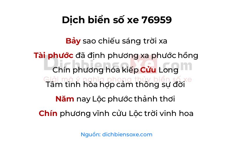 Dịch thơ biển số 76959