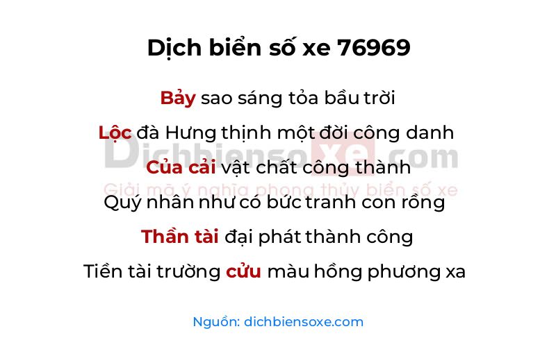 Dịch thơ biển số 76969