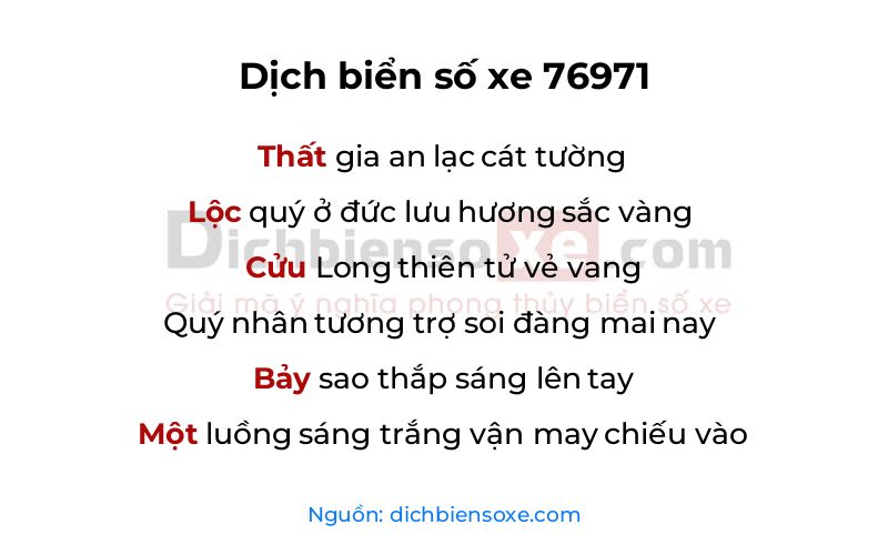 Dịch thơ biển số 76971
