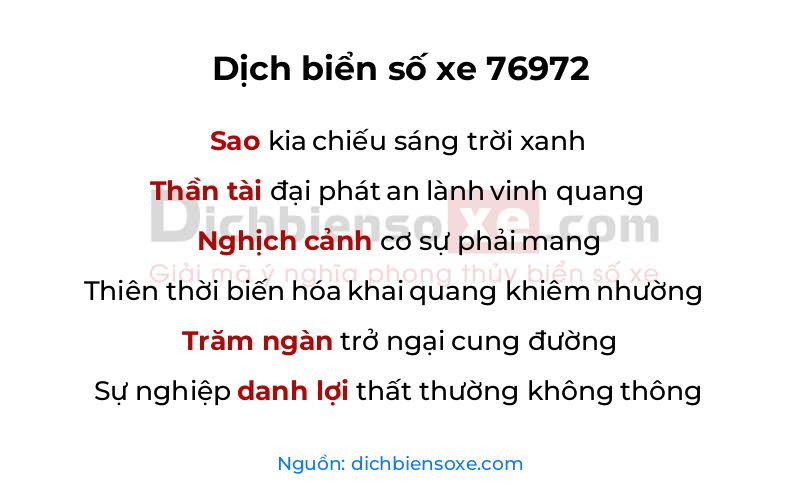 Dịch thơ biển số 76972