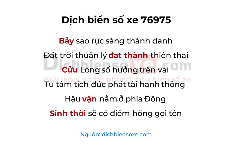 Dịch thơ biển số 76975