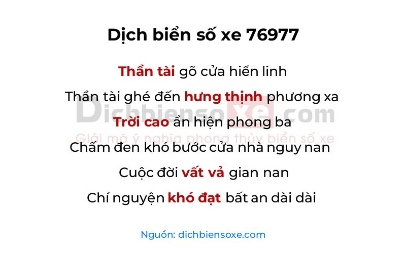 Dịch thơ biển số 76977