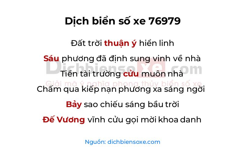 Dịch thơ biển số 76979