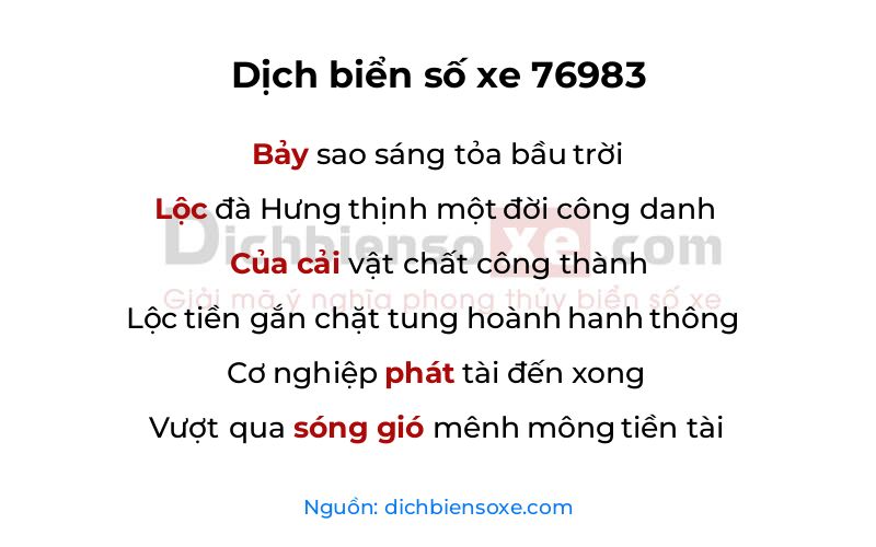 Dịch thơ biển số 76983
