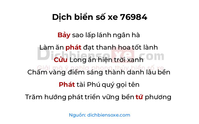 Dịch thơ biển số 76984