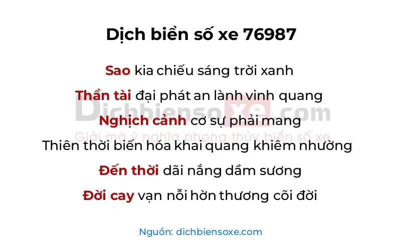 Dịch thơ biển số 76987