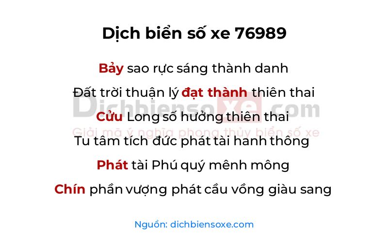 Dịch thơ biển số 76989