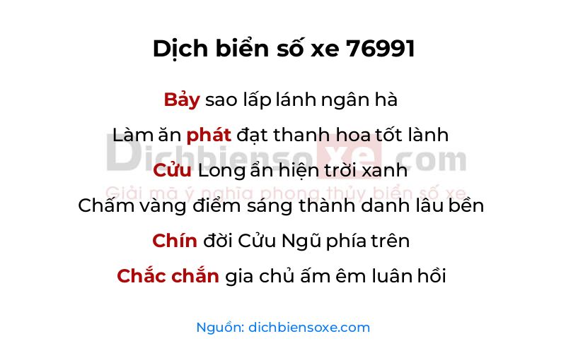 Dịch thơ biển số 76991