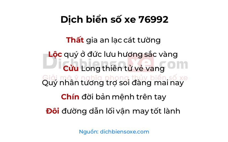 Dịch thơ biển số 76992