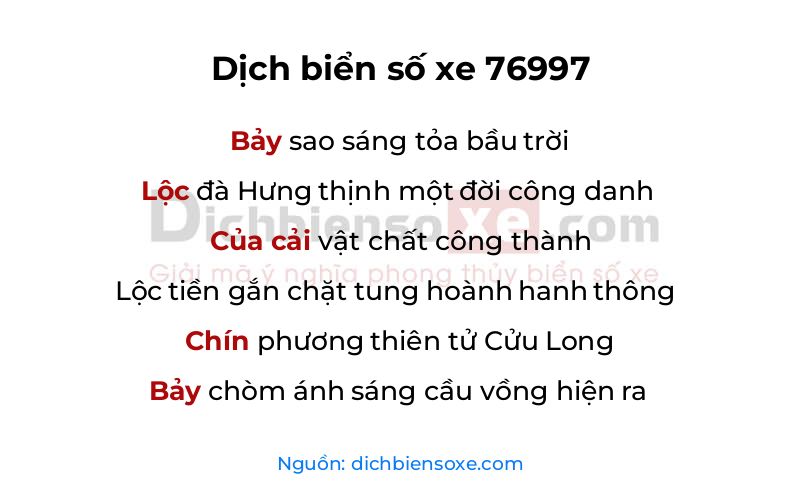 Dịch thơ biển số 76997