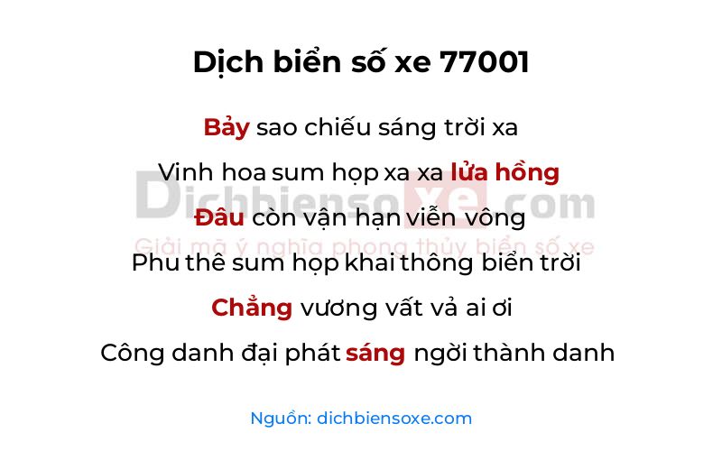 Dịch thơ biển số 77001