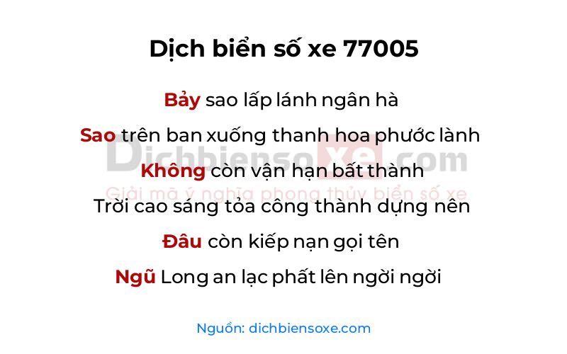 Dịch thơ biển số 77005