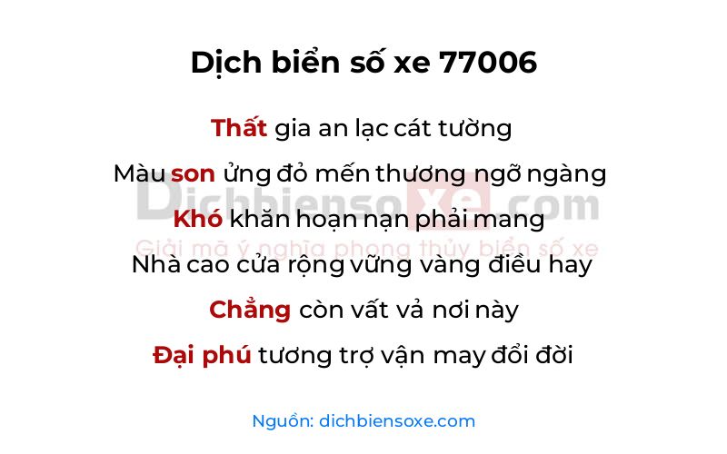 Dịch thơ biển số 77006