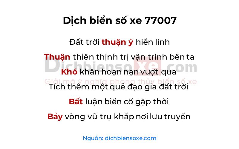 Dịch thơ biển số 77007