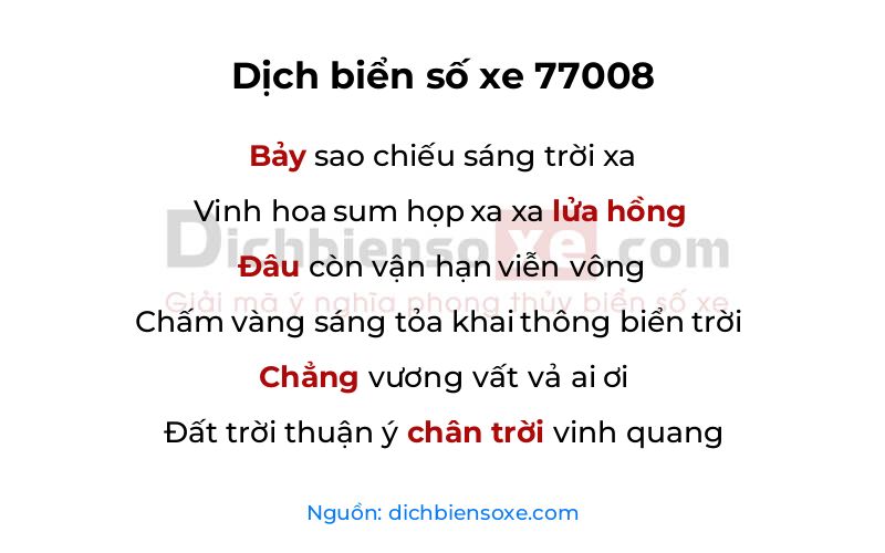 Dịch thơ biển số 77008