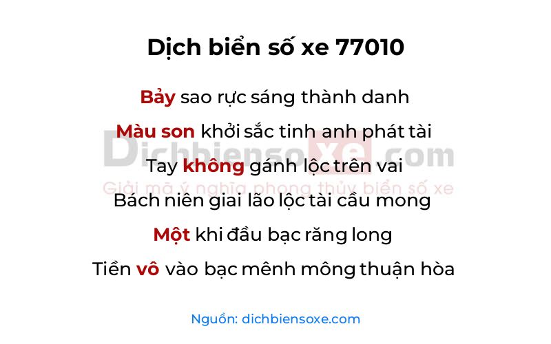 Dịch thơ biển số 77010