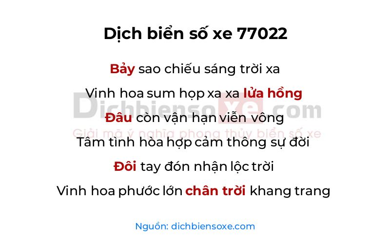 Dịch thơ biển số 77022