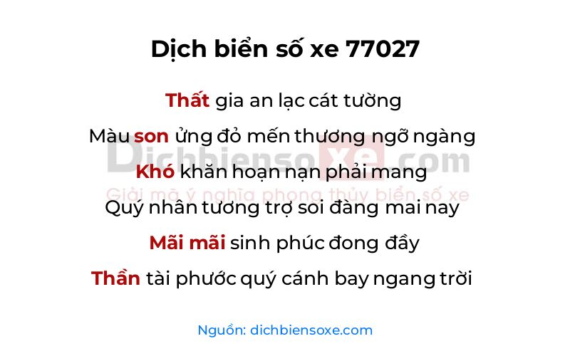 Dịch thơ biển số 77027