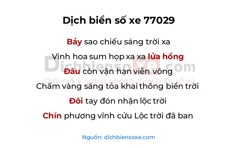 Dịch thơ biển số 77029