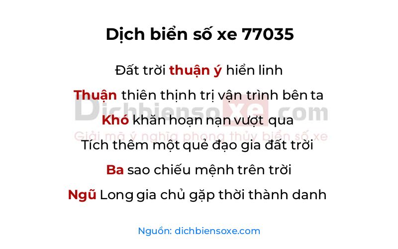 Dịch thơ biển số 77035
