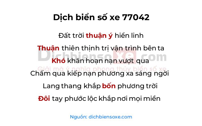 Dịch thơ biển số 77042