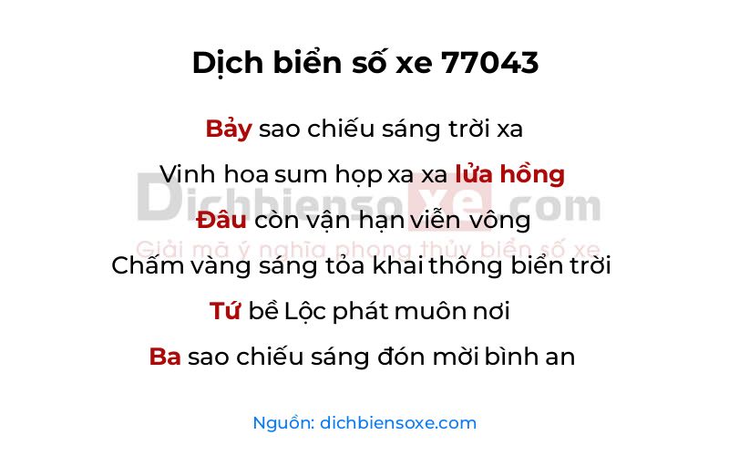 Dịch thơ biển số 77043