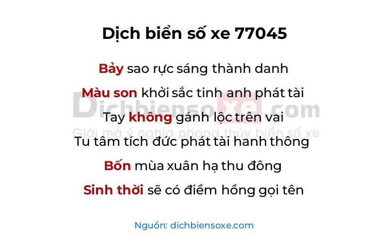 Dịch thơ biển số 77045