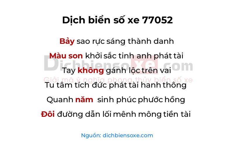 Dịch thơ biển số 77052