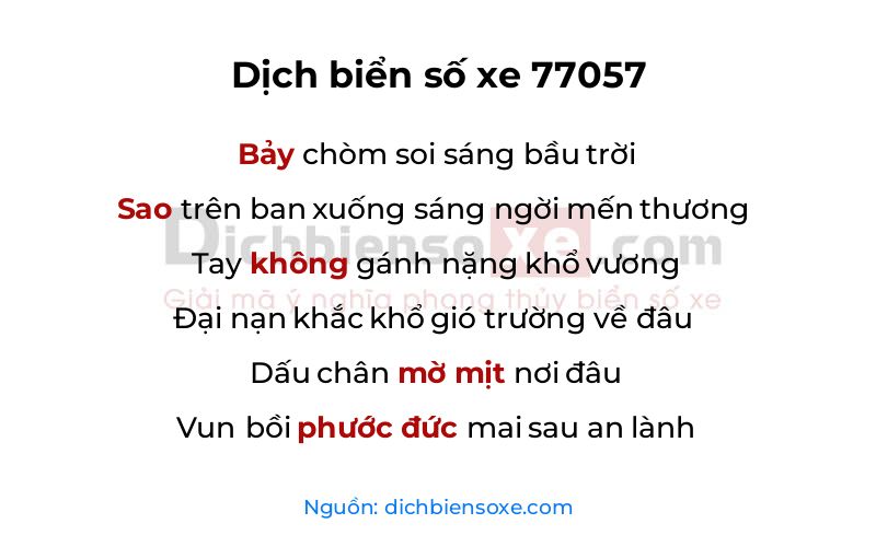 Dịch thơ biển số 77057