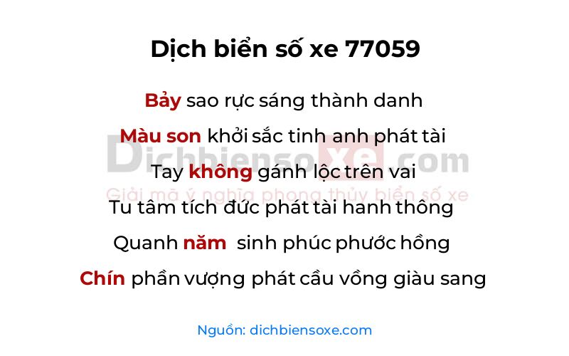Dịch thơ biển số 77059