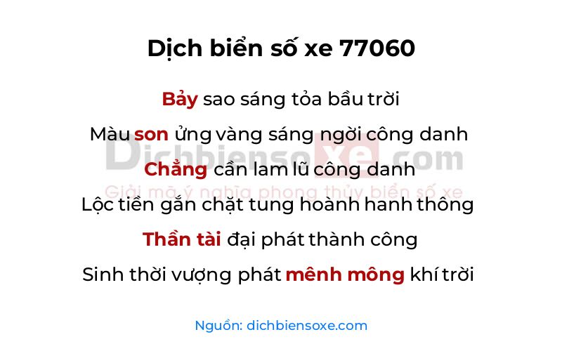 Dịch thơ biển số 77060
