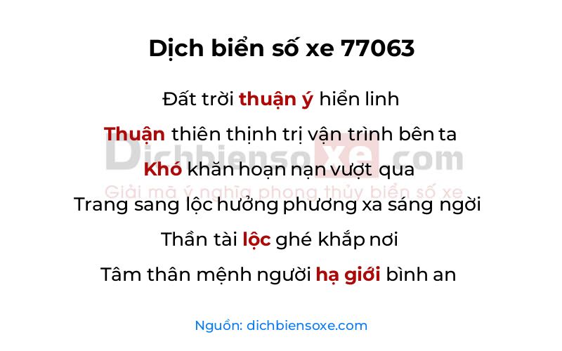 Dịch thơ biển số 77063